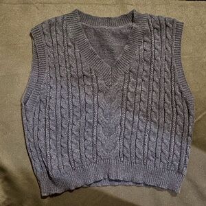 Gray Cable Knit Women's Sweater Vest